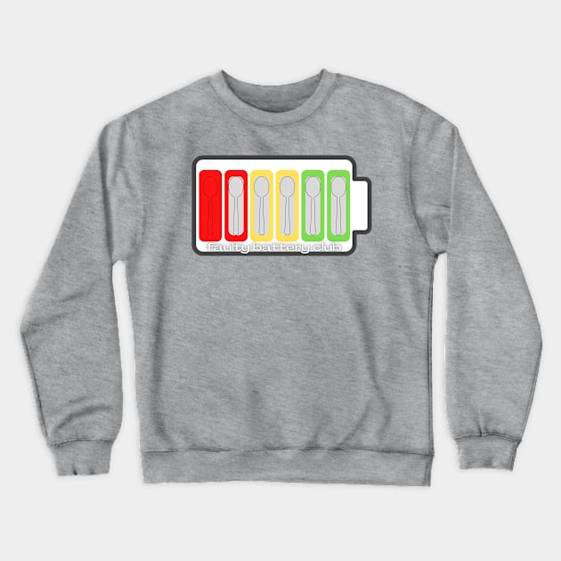 Faulty Battery Club Crewneck Sweatshirt by Kary Pearson